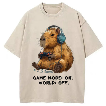 Personality fashion Capybara Life:Paused.Game:ON. Washed T-Shirt