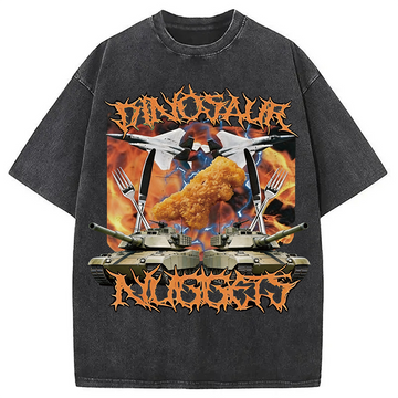 Personality fashion Funny Dinosaur Chicken Washed T-Shirt