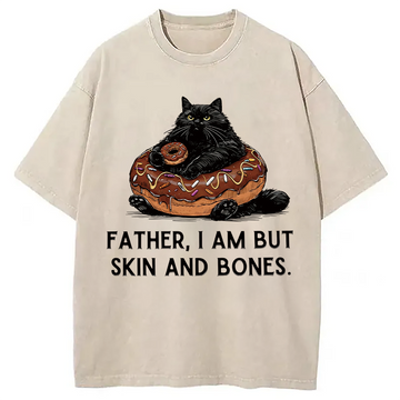 Personality fashion Fat Cat Is Begging Washed T-Shirt
