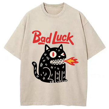 Personality fashion Bad Luck Washed T-Shirt