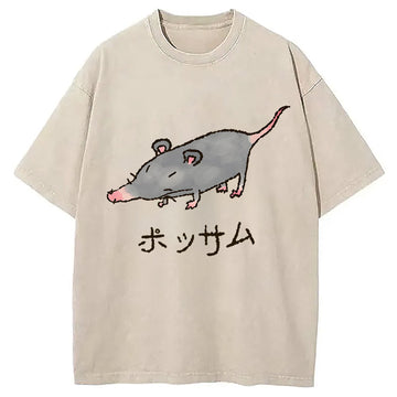 Personality fashion Possamu Rat Washed T-Shirt