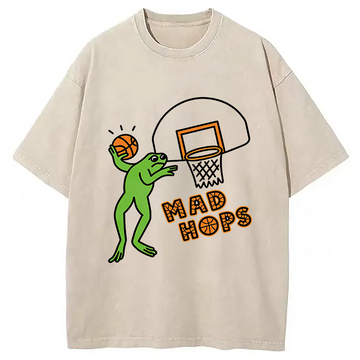 Personality fashion Basketball Frog Washed T-Shirt
