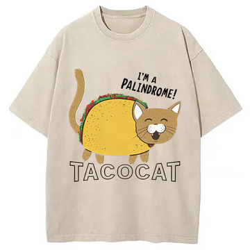 Personality fashion Taco Cat Washed T-Shirt