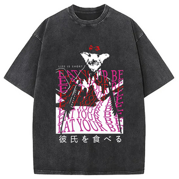 Personality fashion Life is Short Washed T-Shirt
