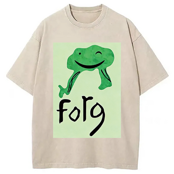 Personality fashion Funny Frog Meme Washed T-Shirt