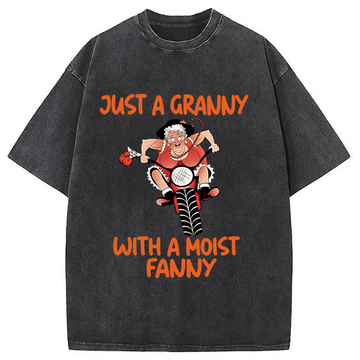 Personality fashion Funny Granny Biker Washed T-Shirt