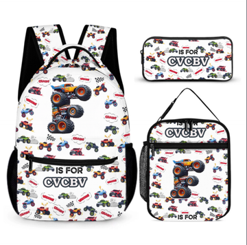 Monster Truck Alphabet - Personalized Children'S Backpack - A Great Start To The School Year Gift For Your Child!