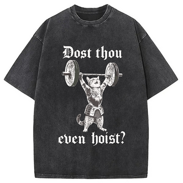 Personality fashion Medieval Cat GYM Washed T-Shirt