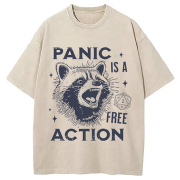 Personality fashion Panic Is A Free Action Washed T-Shirt