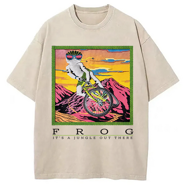 Personality fashion It's A Jungle Out There Frog Washed T-Shirt