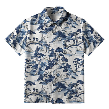 Personality fashion  Bridge Over Tranquil Waters Button-up Shirt