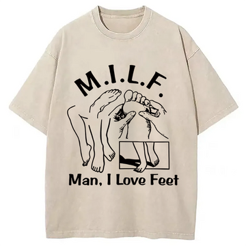 Personality fashion Man I Love Feet Funny Meme Washed T-Shirt