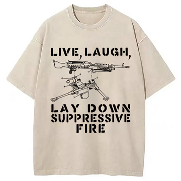 Personality fashion Suppression By Force Washed T-Shirt