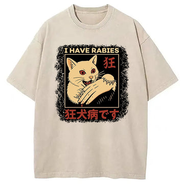 Personality fashion I Have Rabies Washed T-Shirt