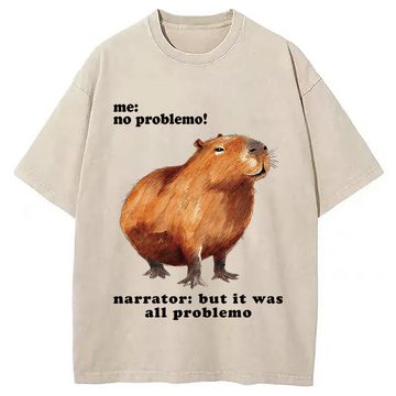 Personality fashion All Problemo, No Panic Washed T-Shirt