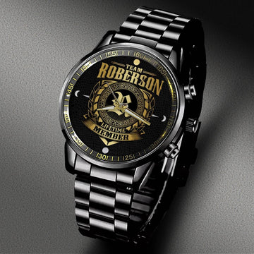 ROBERSON - LIFETIME MEMBER - Black Fashion Watch Custom Your Name, Best Family Gifts
