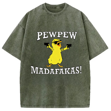 Personality fashion PEW PEW Duck Washed T-Shirt