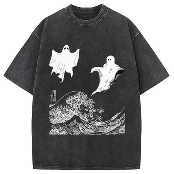 Personality fashion The Wave and Ghosts Washed T-Shirt