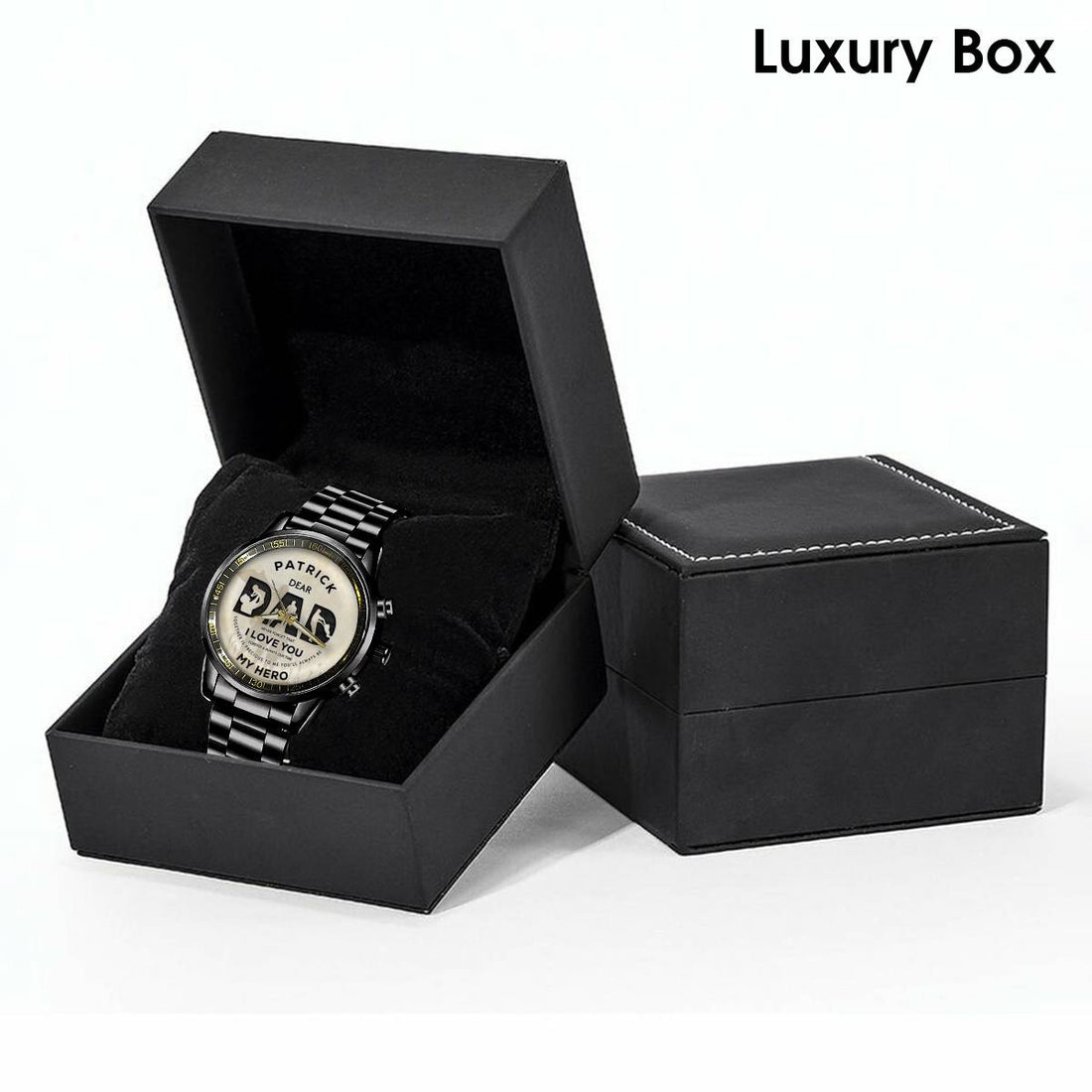 PATRICK W7 - DAD MY HERO - Black Fashion Watch Custom Your Name, Best Family Gifts
