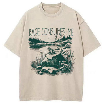 Personality fashion Rage Consumes Me Funny Frog Meme Washed T-Shirt