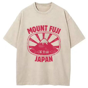 Personality fashion Mount Fuji Japan Washed T-Shirt