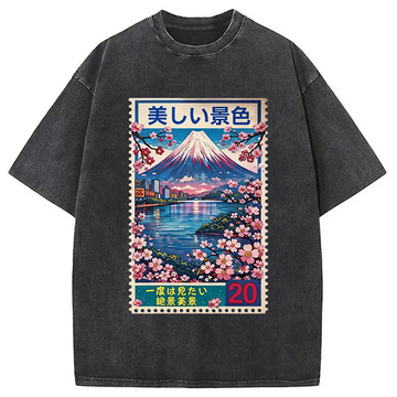 Personality fashion Springtime Scenery Washed T-Shirt