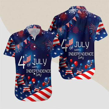 4th July US Independence Day Aloha Hawaiian Shirts For Men Women, American Flag Firework Hawaiian Shirt, Gift For Summer, Friend, Patriot, Family