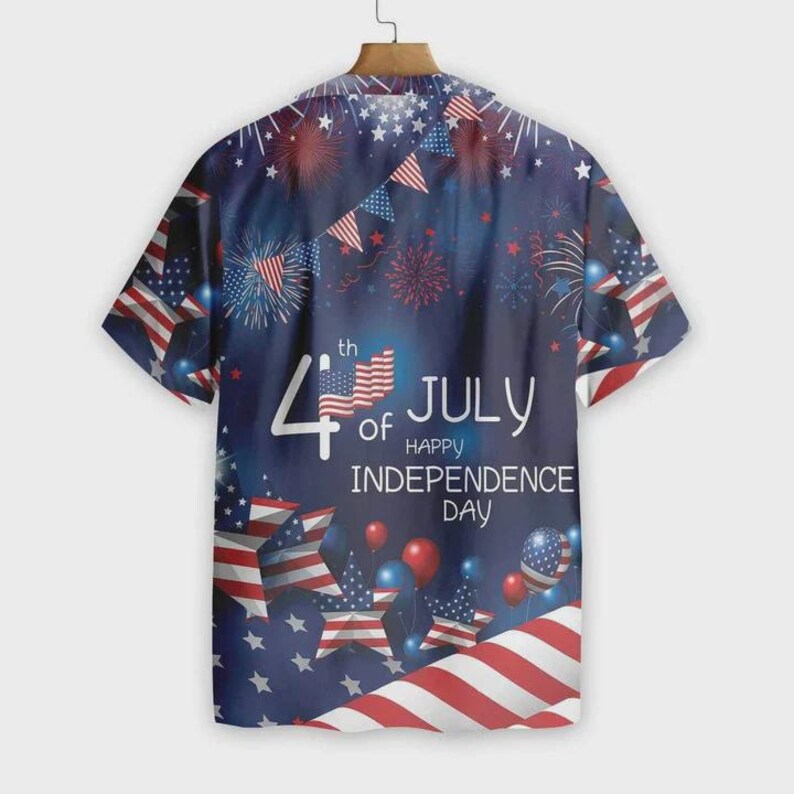 4th of July Watercolor Hawaiian Shirt, American Flag Fireworks Shirt, Patriotic Aloha Shirt, Independence Day Outfit, Summer USA Party Shirt