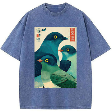 Personality fashion Petrels Of The Painted Sea Washed T-Shirt