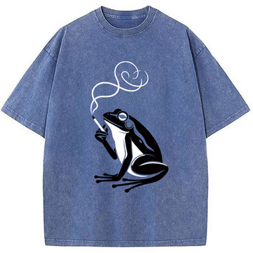 Personality fashion Minimalist Frog Washed T-Shirt