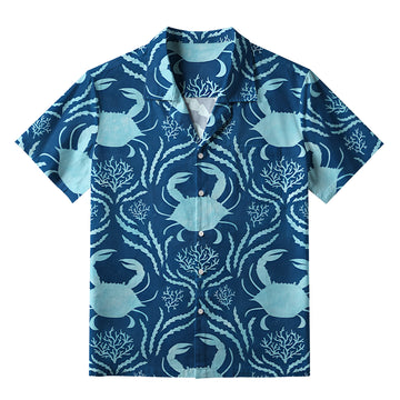 Personality fashion  Crab And Seaweed Aloha Hawaiian Shirt