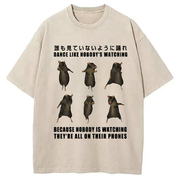 Personality fashion Mouse Entertaining Himself Washed T-Shirt