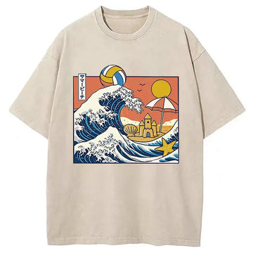 Personality fashion Summer Beach Washed T-Shirt