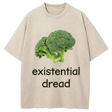 Personality fashion Existential Dread Broccoli Washed T-Shirt