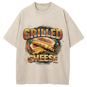 Personality fashion Grilled Cheese Washed T-Shirt