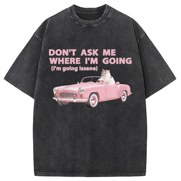 Personality fashion Im Going Insane Cat Meme Washed T-Shirt