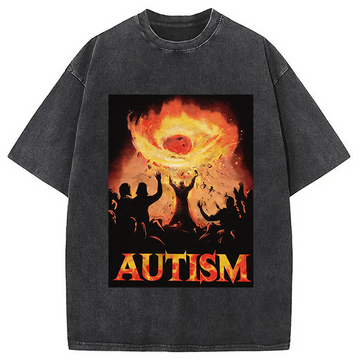 Personality fashion Autistic Funny Edgy Meme Washed T-Shirt