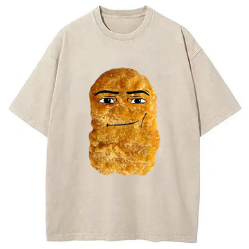 Personality fashion Chicken Nugget Meme Washed T-Shirt