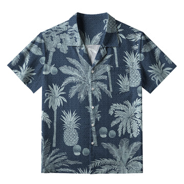 Personality fashion  Tropical Pineapple And Palm Aloha Hawaiian Shirt