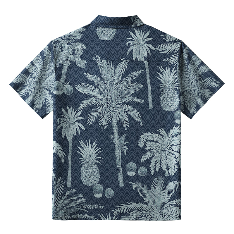 Tropical Pineapple And Palm Aloha Hawaiian Shirt