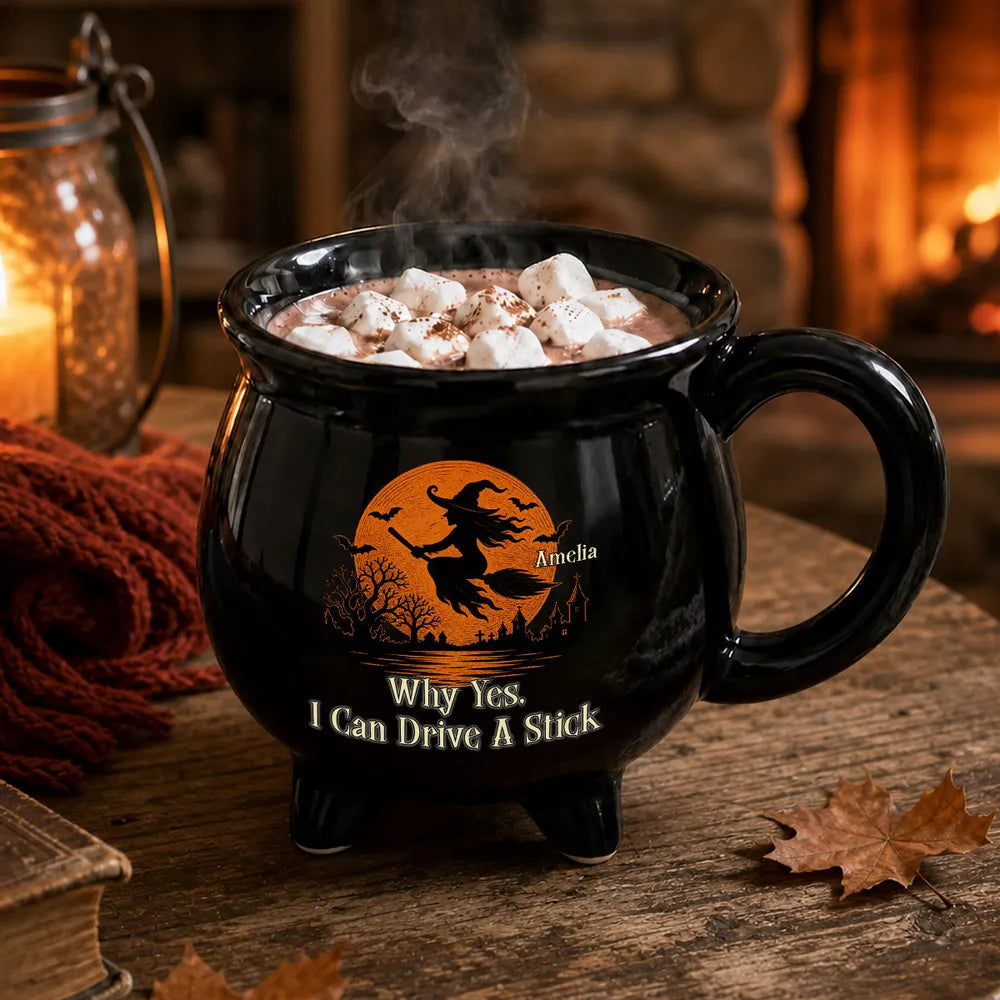 Why Yes I Can Drive A Stick - Personalized Halloween Mug - halloween Gift For Friends, Bestie