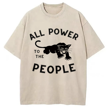 Personality fashion All Power to the People Washed T-Shirt