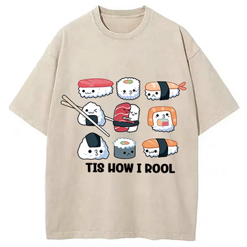 Personality fashion How I Roll Washed T-Shirt