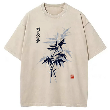 Personality fashion Vintage Bambo Washed T-Shirt