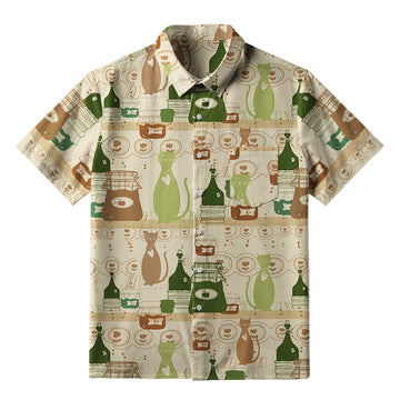Personality fashion  Cat On The Shelf Button-up Shirt