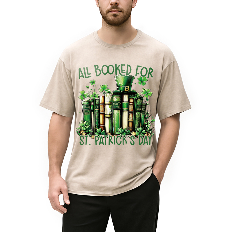 Personality fashion All Booked For St Patrick's Day Washed T-Shirt