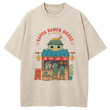 Personality fashion Kappa Ramen House Washed T-Shirt
