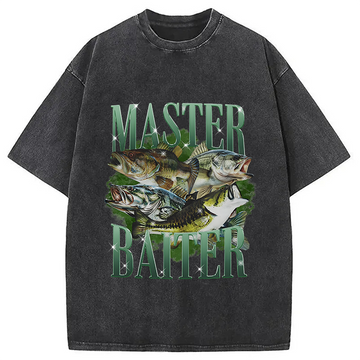 Personality fashion Master Baiter Retro Washed T-Shirt