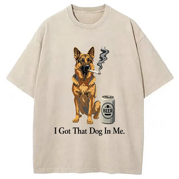 Personality fashion I Got A Dog In Me Washed T-Shirt