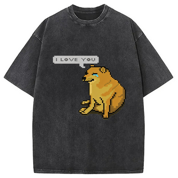 Personality fashion Cheems Luvs You Washed T-Shirt